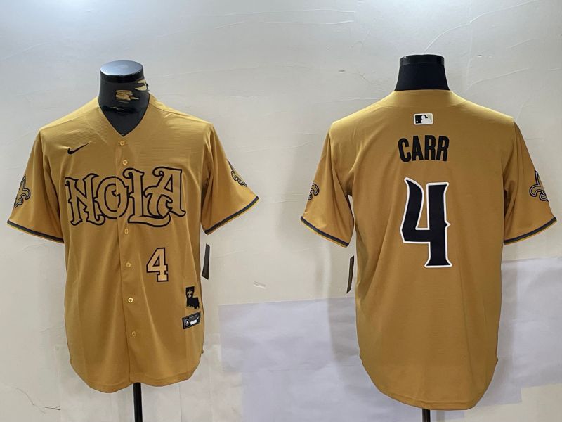 Men New Orleans Saints #4 Carr Yellow Joint Name 2024 Nike Limited NFL Jersey style 2->new orleans saints->NFL Jersey